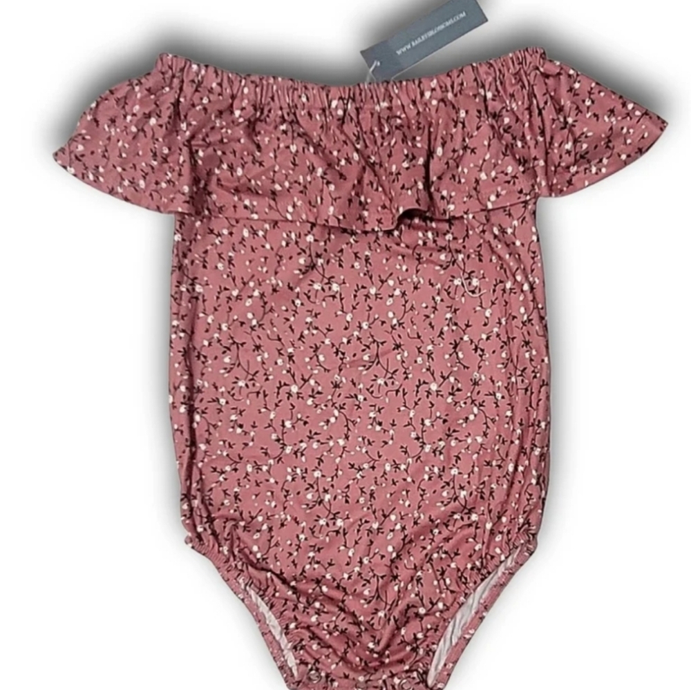 Bailey's Blossoms Toddler Pink Floral Off The Shoulder Flutter Sleeve Leotard 4t